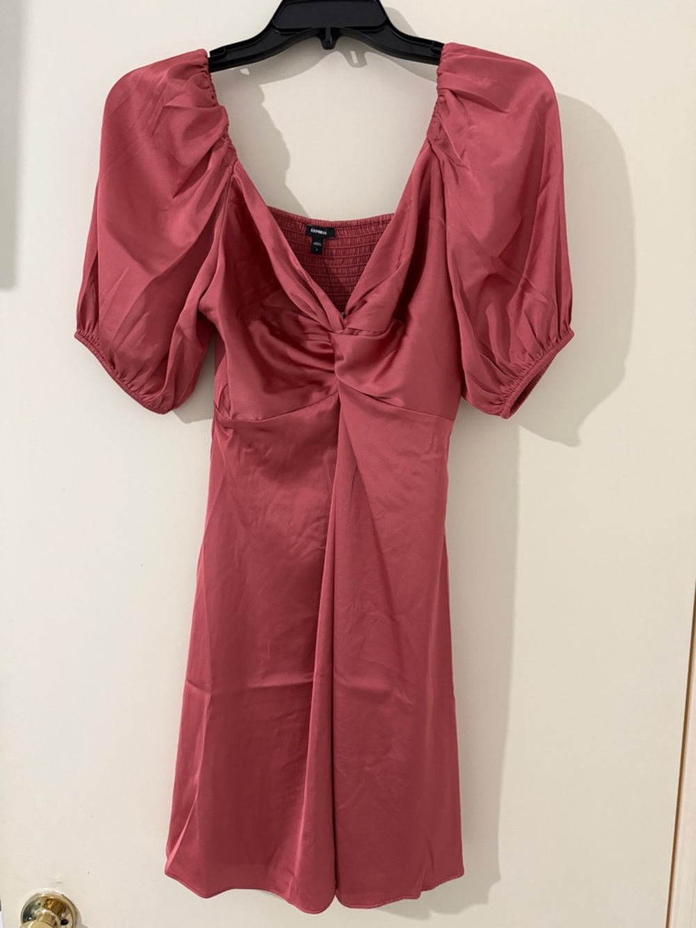 Express Rose-Pink Puff Sleeve Mini Dress